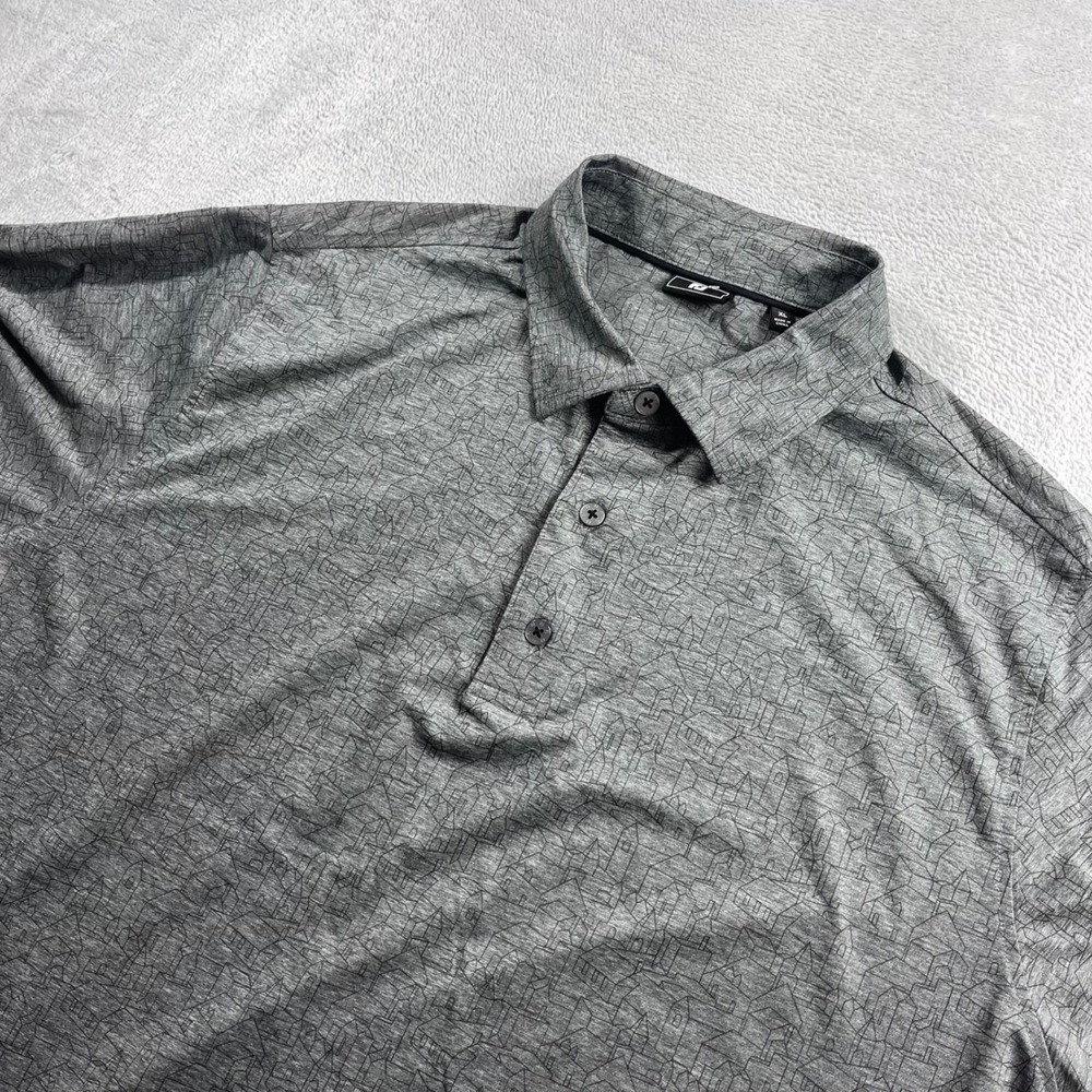 FootJoy Mens XL Grey House Print Golf Polo Shirt Short Sleeve Stretch 1931 Logo